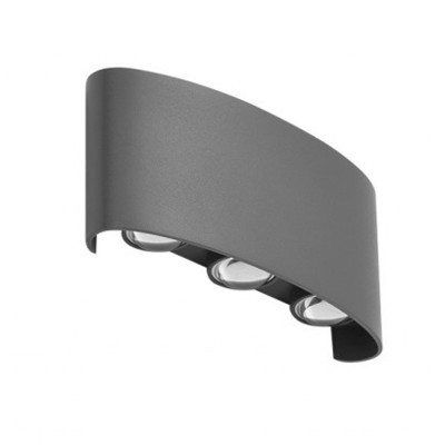 ADEO 6W, IP54 Nástěnné venkovní svítidlo, těleso kov, povrch tmavě šedá, LED 6W, 500lm, teplá 3000K, 230V, IP54, rozměry 165x78x40mm, svítí nahoru/dolů.