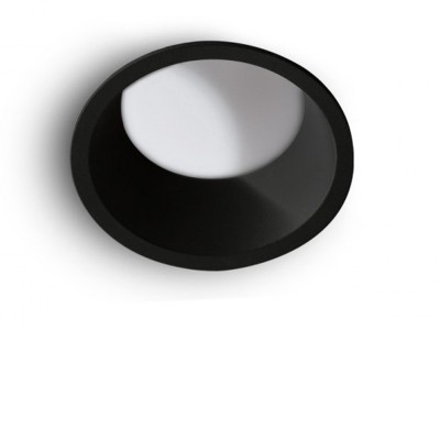AIDA Stropní podhledové svítidlo, kruhové, těleso kov, povrch černá, difuzor plast opál, LED 16W, 1300lm, teplá 3000K, 230V, IP20, rozměry d=145mm, h=80mm.