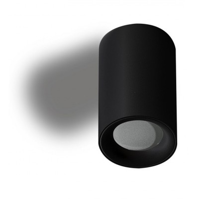 EIGER Stropní přisazené bodové svítidlo, těleso kov, povrch černá, pro žárovku 1x50W, GU10, 230V, zvýš. krytí IP54, rozměry d=55mm, h=90mm.