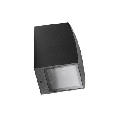 AETAS 1x35W, IP54 Nástěnné venkovní bodové svítidlo, těleso kov, povrch tmavě šedá, krycí sklo čiré, pro žárovku 1x35W, GU10, 230V, IP54, rozměry 70x110x85mm, svítí dolů.