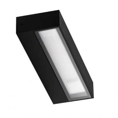 COSEL Nástěnné venkovní svítidlo, materiál kov, povrch černá, dif plast opál, LED 16W, 1300lm, teplá 3000K, IP54, rozměry 223x47x70mm, svítí nahoru/dolů.