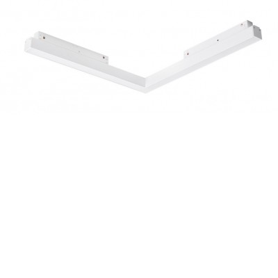 SAGA-ALFA Rohové horizontální svítidlo do magnetického systému, těleso kov, povrch bílá, dif plast opál, LED 24W, 1300lm, neutrální 4000K, vyzař. úhel 120°, 48V, IP20, rozměry 316x316x25mm.