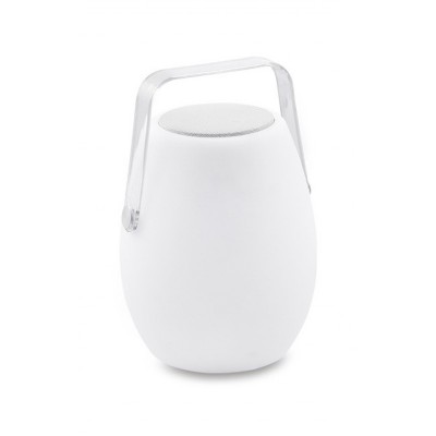 BATUM I 10W, RGBW, DIMM Venkovní přenosná lampa, těleso plast opál, LED 10W, 800lm, teplá 3000K, ovladačem stmívatelná, RGBW, USB nabíjení, IP44, rozměry d=220mm, h=320mm, Bluetooth reproduktor.