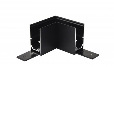 AYLO CTH90 48V Rohová L spojka 90°, horizontální odbočení, přisazeného magnetického systému, pro kolejnice velikosti 52mm, materiál hliník, povrch černá/bílá, 48V, výška 27mm.
