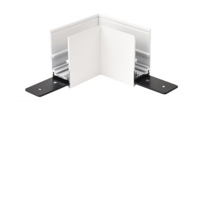 AYLO CTH90 48V Rohová L spojka 90°, horizontální odbočení, přisazeného magnetického systému, pro kolejnice velikosti 52mm, materiál hliník, povrch bílá, 48V, výška 27mm.