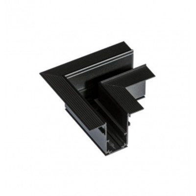 AYLO III CTH90 48V Rohová L spojka 90°, horizontální odbočení, vestavného magnetického systému pro kolejnice velikosti 52mm, materiál hliník, povrch černá/bílá, 48V, výška 27mm.