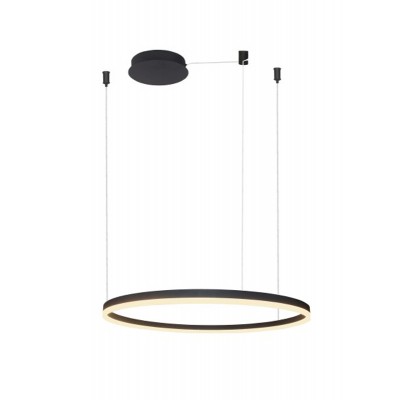 HALO Závěsné svítidlo, těleso hliník, povrch černá, dif plast opál, LED 55W, 3490lm, 230V, IP20, rozměry d=800mm, h=40mm, vč. závěs lanka l=3000mm, lze zkrátit.