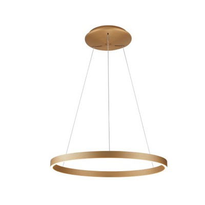 BENE HL 70W, TRIAC Závěsné svítidlo, těleso hliník, povrch br. zlatá, dif plast opál, LED 20W+50W, 3800lm, teplá 3000K , stmív. TRIAC, 230V, IP20, rozměry d=800mm, vč závěs lanka l=1500mm, lze zkr, svítí nahoru/dolů.