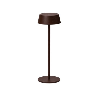 GILBERTO TABLE Stolní venkovní lampa, těleso hliník, povrch měděná, difuzor plast opál, LED 2W, 130lm, teplá 3000K, 230V/5V, IP54, rozměry d=110mm, h=385mm.