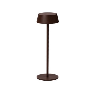 SONEGO TL 2W, IP54 Stolní venkovní lampa, těleso hliník, povrch měděná, difuzor plast opál, LED 2W, 130lm, teplá 3000K, 230V/5V, IP54, rozměry d=110mm, h=385mm.