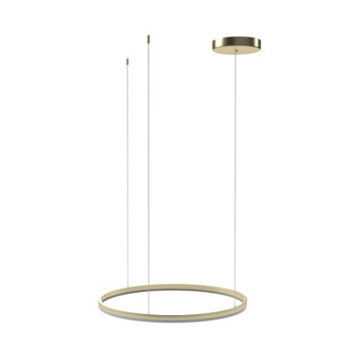 BACULU HL 60W, CCT Závěsné svítidlo, těleso hliník, povrch zlatá, dif plast opál, LED 60W, 3600lm, dálk. ovl. CCT nastav. teplota teplá 3000K-denní 6000K, stmív, rozměry d=1200, vč. závěs lanka l=4000mm, lze zkrátit.