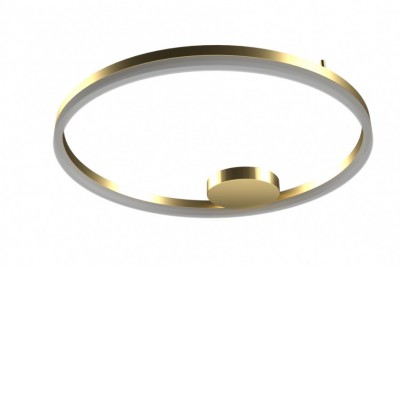 BAKULU PL 60W, CCT Stropní, přisazené svítidlo, těleso hliník, povrch zlatá, difuzor plast opál, LED 60W, 3600lm, dálk. ovl. CCT nastav. teplota teplá 3000K-6000K, stmív, 230V, IP20, rozměry d=1200mm, h=40mm.