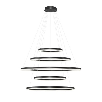 BACULU HL II 180W, CCT Závěsné svítidlo, těleso hliník, povrch černá/zlatá, dif plast opál, LED 180W, dálk. ovl. CCT nastav. teplota teplá 3000K-denní 6000K, stmív, 230V, IP20, d=1500+1200+1000+800+600mm, vč. závěs lanka l=4000mm, lze zkrátit.