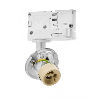 REKOM BASE 10W GU10 3F track Bodové svítidlo, nastavitelný směr svícení, těleso hliník, povrch bílá, pro žárovku 10W, GU10, ES50, 230V, IP20, vč 3F adaptéru kompatibilní NORDIC ALUMINIUM, pouze základna, válec SAMOSTATNĚ