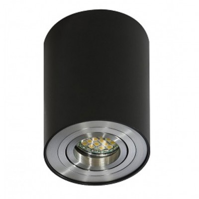 BOSSE, 1x50W, GU10 Stropní, přisazené, bodové svítidlo, těleso hliník, povrch černá/hliník, výklopný světelný zdroj +-25°, pro žárovku 1x50W, GU10 ES50, 230V, IP20,rozměry: d=96mm,h=120mm,