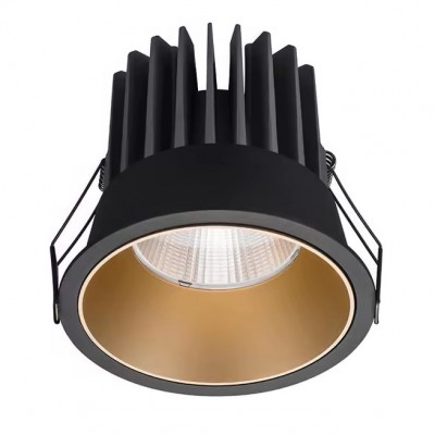 SP-XN LED 24W Podhledové bodové svítidlo, těleso hliník, rámeček černá, komínek zlatá mat, LED 24W, 2400lm, neutrální 4000K, Ra80, stmív TRIAC, IP20, d=95mm, h=95mm