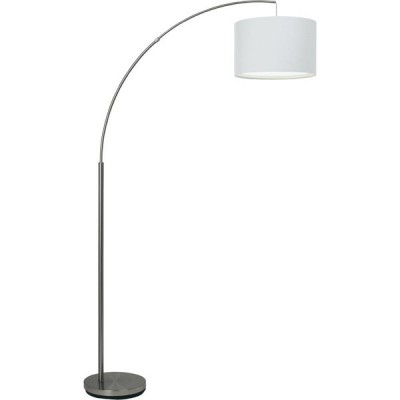 CLARIE Stojací lampa, s vyloženým ramenem, základna kov, povrch chrom, stínítko textil, šedá, bílá, krycí sklo opál, pro žárovku 1x60W, E27, 230V, IP20, stínítko d=400mm, h=330mm, těleso h=1760mm, rameno 950mm, vypínač na kabelu