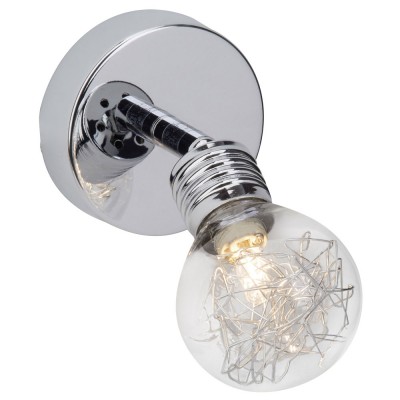 BULB Přisazené svítidlo, základna kov, povrch chrom, černá, krycí sklo čiré, pro žárovku 1x28W, G9, 230V, IP20, tř.1, rozměry 165x85x85mm