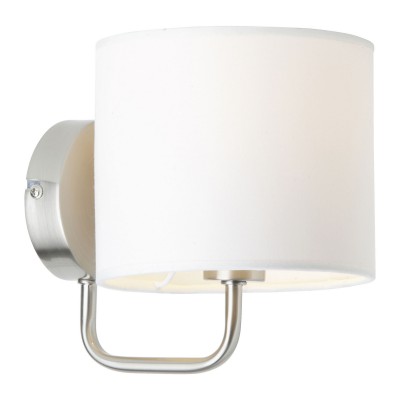FERMER W 1x40W E14 Nástěnné svítidlo, základna kov, povrch chrom mat, difuzor textil bílý, pro žárovku 1x40W, E14, 230V, IP20, tř.1, rozměry d=150mm, h=180mm