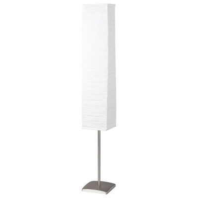 NERVA 2X40W E14 Stojací lampa, základna kov, povrch nikl mat, stínitko papír bílá, pro žárovku 2x40W, E14, 230V, IP20, tř.2, rozměry 180x180x1450mm, vč vypínače na kabelu