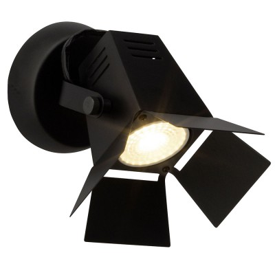 VONTI 1x5W LED Přisazené, bodové, svítidlo, nastavitelný směr svícení, clonící klapky, materiál kov, povrch černá, LED 5W, 380lm, teplá 3000K, 230V, IP20, tř.1, rozměry 150x170x140mm
