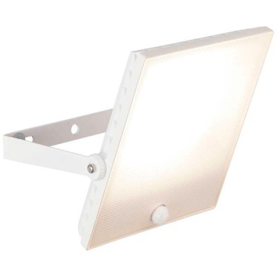 DRYDEN LED 30W IP65 PIR VÝPRODEJ Venkovní reflektor plochý, těleso kov bílá, dif plast opál, senzor PIR, dosah 8m, čas 50s, úhel záběru 120°, nastav směr svícení, LED 30W, neutrální 4000K, 2400lm, 230V, IP65, tř.1, 220x170x1