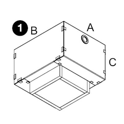 CONCRETE PACK GIT1 Montážní box pro instalaci vestavného svítidla do betonových litých stropů, vnější rozměry 220x262x210mm, otvor 220x262mm