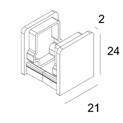 FTL25 END CAP SET B Koncovka profilu, materiál plast, povrch, černá, š=21mm, h=24mm, cena za 2ks