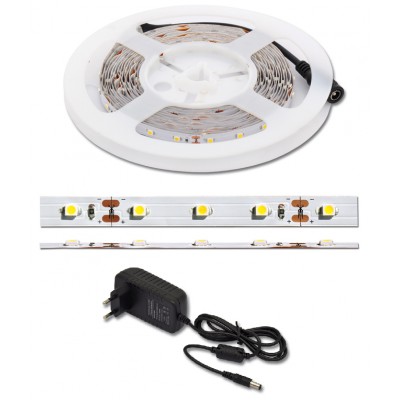 Set LED strip 4,8W/m + adaptér Sada 1,5m LED pásek 4,8W/m, 300lm/m, neutrální 4100K, 60LED/m děliltelnost 50mm, napájecí adapter 230V/12V