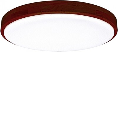 BISHO 24W CCT Stropní svítidlo, rámeček dřevo tmavé, dif plast opál se třpyt. efektem, LED 24W, 1600lm, dálkovým ovladačem stmívatelné. CCT nast teplota teplá 3000K-denní 6500K, Ra80, 230V, IP20, d=420mm, h=50mm