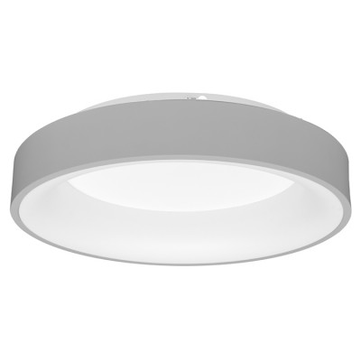 LORNA R 40W CCT Stropní svítidlo, těleso kov, povrch šedá/bílá, dif plast, LED 40W, 2600lm, dálkovým ovladačem stmívatelné. CCT nast teplota teplá 3000K-denní 6500K, Ra80, 230V, IP20, rozměry d=450mm, h=100mm.