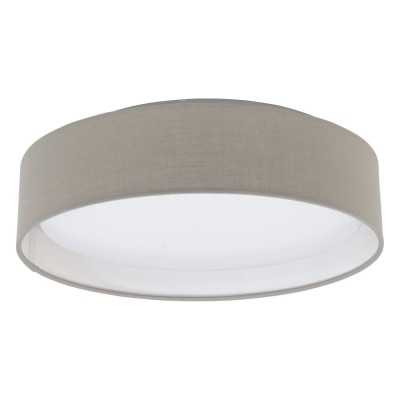 PASTERI Stropní svítidlo, záklana kov, povrch bílá, stínítko textil taupe, difuzor plast, LED 12W, teplá, 1020lm/cca 50W žárovka, 230V, IP20, tř.2, rozměry d=320mm, h=75mm