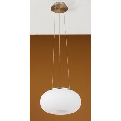 OPTICA VÝPRODEJ Závěsné svítidlo, základna kov, povrch nikl mat, difuzor sklo opál, pro žárovku 2x60W, E27, A60, 230V, IP20, d=280mm, lankový závěs l=1100mm, lze zkrátit
