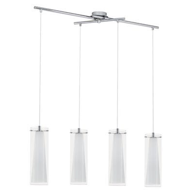PINTO VÝPRODEJ Závěsné svítidlo, základna kov, povrch chrom, difuzor sklo dvoijité vnější čiré, vnitřní bílé, pro žárovku 4x60W, E27, A60, 230V, IP20, l=905mm, závěs l=1100mm