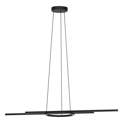 ZILLERIO-Z VÝPRODEJ Závěsné svítidlo, hliník/kov, černá, dif. plast opál LED 8,1W, 16W, dálk ovl.(samost.), tel, Zig,Blue, CCT 3000K - 6400K, 1080lm, 2160lm , Ra80, 230V, š=1160mm, vč. záv. kab. l=1100mm, lze zk