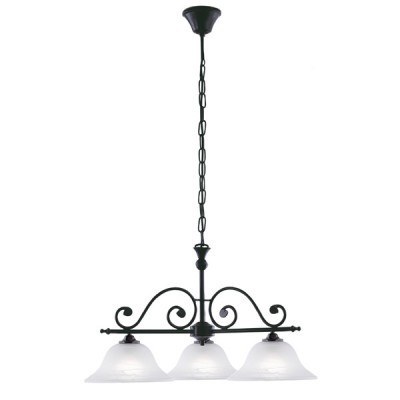MURCIA VÝPRODEJ Závěsné svítidlo lustr, základna kov, povrch černá, stínítko sklo bílé, imitace alabastr, pro žárovku 3x60W, E27, A60, 230V, IP20, d=6300mm, závěs řetěz l=1100mm, lze zkrátit