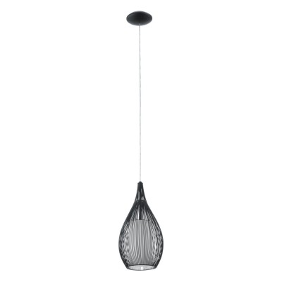 RAZONI VÝPRODEJ Závěsné svítidlo, materiál kov, povrch černá, difuzor sklo mat, pro žárovku 1x60W, E27 A60, 230V, IP20, zař. tř.2, d=190mm, závěs l=1100mm lze zkrátit