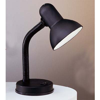 PITTY BASIC Stolní lampa, těleso kov, flexibilní nastavitelné rameno plast, barva bílá, pro žárovku 1x60W, E27, A60, 230V, IP20, h=300mm, základna =125mm, s vypínačem.