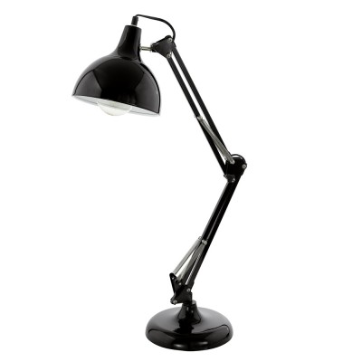 BORGILLIO Stolní lampa, 2 ramena, nastav směr svícení, těleso kov, povrch černá/bílá/chrom/měděná, pro žárovku 1x40W, E27, 230V, IP20, tř.2, rozměry d=190mm, h=710mm, vypínač na kabelu