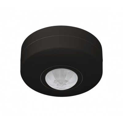 DETECT ME 6 VÝPRODEJ PIR - Stropní přisazený senzor pohybu pro osvětlení, povrch černá , úhel záběru 360°, dosah 12m, 10s-15min, soumrak 3-2000lx, max.1000W, 230V, IP44, d=90mm, h=55mm