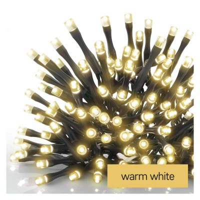 VR BASIC TR 100 LED teplá svítí stále IP44, 10m VÝPRODEJ Spojovatelný vnitřní/venkovní vánoční řetěz, 100 LED teplá, svítí stále, svítící část l=10m, rozteč 0,1m, časovač 6h/18h, vč trafa 12W, 230V/30V, max 800 LED, IP44, prodluž kabel černá 5m