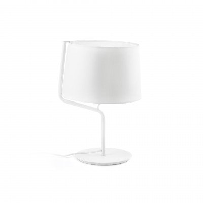 BERNI Stolní lampa, těleso kov povrch bílá, stínítko textil barva bílá, pro žárovku 1x20W E27, 230V, IP20, rozměry d=310, h=450mm,