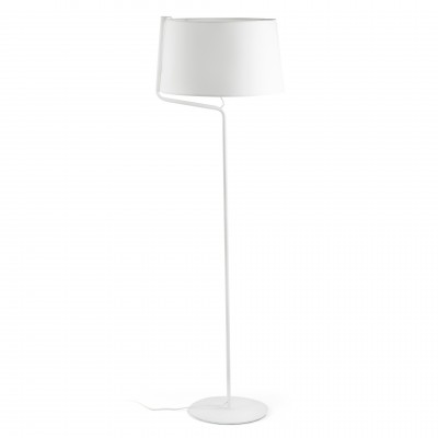 BERNI Stojací lampa, těleso kov povrch bílá, stínítko textil barva bílá, pro žárovku 1x20W E27, 230V, IP20, rozměry d=480, l=1510mm,