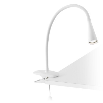 LENA Stolní lampa, základna hliník, kov, krk silikon, barva bílá/černá, LED 1x6W, 4000K, 300lm, 230V, IP20, rozměry d=60mm, h=380mm, l=370mm