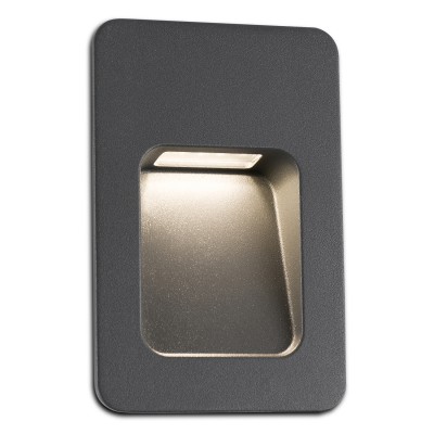 INTURO BIG LED 1X3W Vestavné venkovní svítidlo do stěny, těleso hliník, povrch bílá, nebo šedočerná, difuzor plast mat, LED 1x3W, teplá 3000K, 100lm, 230V, IP44, tř.2. rozměry 135x90x57mm, svítí dolů