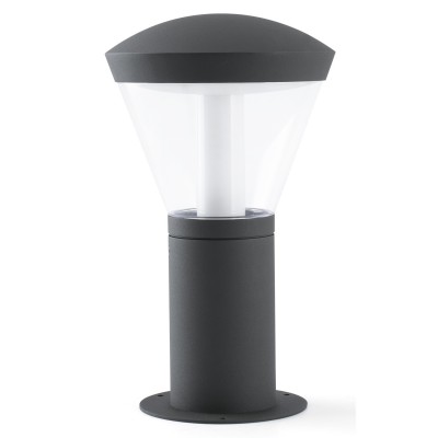 HUREA STANDT LED 1x10W IP65 Sloupkové venkovní svítidlo, těleso hliník, povrch lak šedá tmavá mat, difuzor plast opál a krycí sklo čiré, LED 1x10W, teplá 3000K, 600lm, 230V, IP65, tř.1. rozměry d=190mm h=330mm