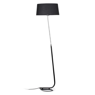 HOTEL Stojací lampa, těleso kov, povrch kombinace chrom+černá, nebo bílá, stínítko textil černá, nebo bílá, 1x20W E27, 230V, IP20, rozměry d=405mm, h=1530mm, s vypínačem