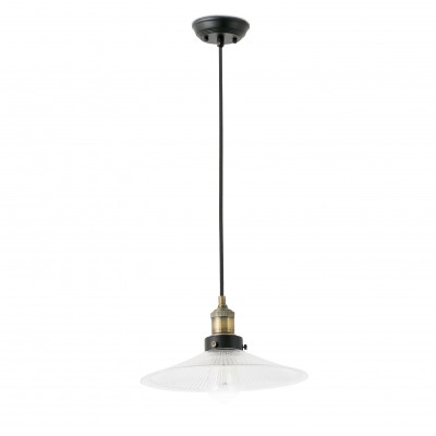 LIDLE Závěsné svítidlo svítidlo, těleso kov, povrch zlatá imitace opotřebení+černá, stínítko sklo opál, pro žárovku 1x60W, E27, 230V, IP20, tř.1, rozměry d=300mm, vč závěsnému kabelu h=1900mm, lze zkrátit