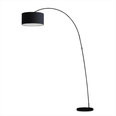 PAPUA Stojací oblouková lampa, základna kov, povrch barva černá, stínítko textil černá, pro žárovku 1x60W, E27, 230V, IP20, 350x1143x2000mm.