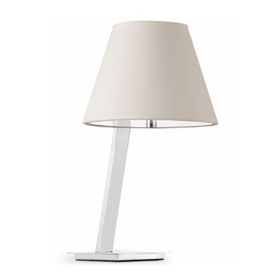 MOMA Stolní lampa, těleso kov, povrch chrom lesk, stínítko textil barva bílá, difuzor plast opál, pro žárovku 1x60W, E27, 230V, IP20, rozměry 230x170x440mm, vypínač na kabelu